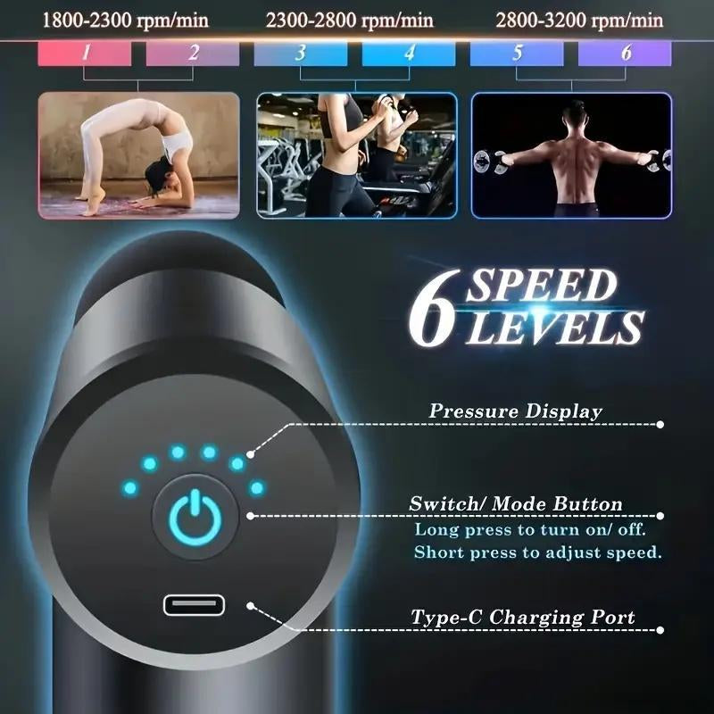 Portable Mini Massage Gun for Immediate Muscle Relief - Perfect for Fitness and Workouts, USB Rechargeable with Lithium Battery, Handheld Electric Fascia Massager for Full Body Use